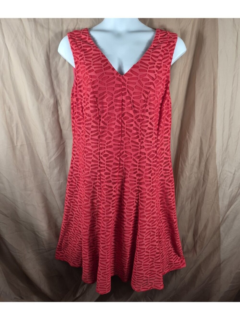 Calvin Klein Women's Orange Artsy Overlay Fit & Flare Summer Dress Plus Size 18W